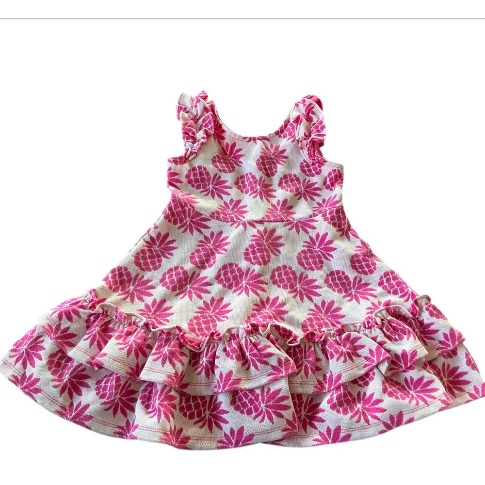 Janie And Jack Girls Pink Pineapple Jacquard Dress Size 6